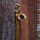 Ver imagem 5 de Puxador Duplo Mozart 280mm Café Antigo Porta Pivotante Correr Passagem Madeira Vidro Rústico