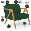 Ver imagem 3 de Poltrona Decorativa Pietra com Estrutura de Madeira L02 Suede Verde Musgo - Lyam