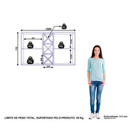 Armário Aéreo 2 Portas 2 Prateleiras Favorita - 3 Armário Aéreo 2 Portas 2 Prateleiras Favorita - 3