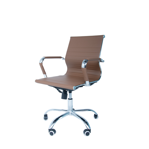 Conjunto 3 Cadeiras de Escritório Charles Eames Esteirinha Baixa Marrom