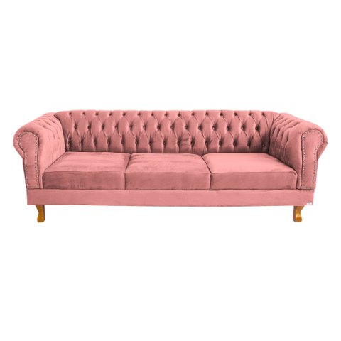Sofá Chesterfield Duque 3 lugares 1,80 - Suede Rosa / sala de estar, recepção, barbearia