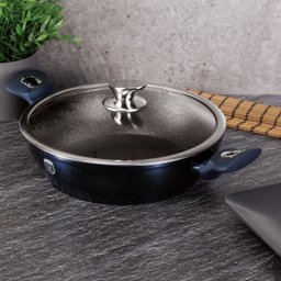 Caçarola C/ Tampa Vidro 3,8l Tripla Camada de Mármore 28cm Aquamarine Berlinger Haus Panela Cozinha  - 2
