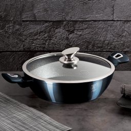 Caçarola C/ Tampa Vidro 3,8l Tripla Camada de Mármore 28cm Aquamarine Berlinger Haus Panela Cozinha  - 5