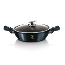 Caçarola C/ Tampa Vidro 3,8l Tripla Camada de Mármore 28cm Aquamarine Berlinger Haus Panela Cozinha  - 7