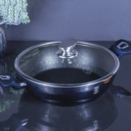 Caçarola C/ Tampa Vidro 3,8l Tripla Camada de Mármore 28cm Aquamarine Berlinger Haus Panela Cozinha  - 8