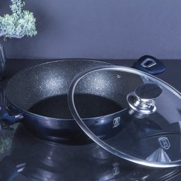 Caçarola C/ Tampa Vidro 3,8l Tripla Camada de Mármore 28cm Aquamarine Berlinger Haus Panela Cozinha  - 4