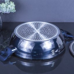 Caçarola C/ Tampa Vidro 3,8l Tripla Camada de Mármore 28cm Aquamarine Berlinger Haus Panela Cozinha  - 3