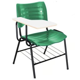 Cadeira Universitária Plástica Prancheta Mdf Cor Verde Masticmol - 1