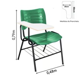 Cadeira Universitária Plástica Prancheta Mdf Cor Verde Masticmol - 2