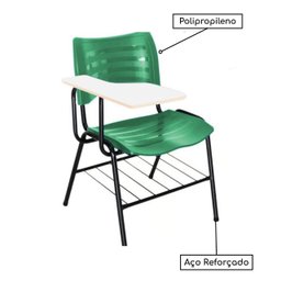 Cadeira Universitária Plástica Prancheta Mdf Cor Verde Masticmol - 4