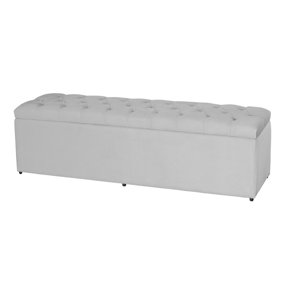 Baú Imperatriz 100Cm Calçadeira Estofada Cama Solteiro Suede - JBF:Branco