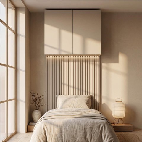 Ponte com Cabeceira Planejada Solteiro 2 Portas com LED Samambaia CabeCasa MadeiraOriginals Off White