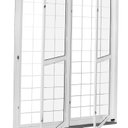 Ver imagem 1 de Porta de Correr de Aço 215x160cm Pantografica Grade Quadrada Abertura Esquerda Premium Yescasa Branco