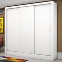 Ver imagem 1 de Guarda-roupa Solteiro Dilam 3 Portas de Correr 6 Prateleiras Branco - Pnr Móveis