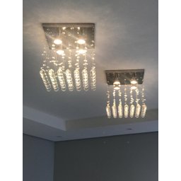 Lustre de Cristal Verdadeiro K9 Plafon 30x30 40 Cm de Altura - Bivolt - Transparente - Transparente - 3