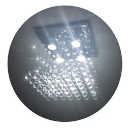 Lustre de Cristal Verdadeiro K9 Plafon 30x30 40 Cm de Altura - Bivolt - Transparente - Transparente - 1