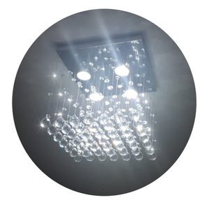 Lustre de Cristal Verdadeiro K9 Plafon 30x30 40 Cm de Altura - Bivolt - Transparente - Transparente