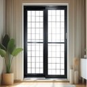 Ver imagem 1 de Porta de Correr de Aço 215x160cm Pantografica Grade Quadrada Ideal Crv Esquadrias