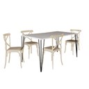 Ver imagem 1 de Conjunto de Mesa Elen Retangular Tampo de Madeira 140x80cm Branco com 4 Cadeiras Katrina Off White