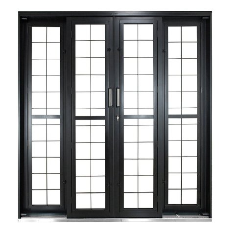 Porta de Correr de Aço 215x200cm Pantografica Grade Quadrada Ideal Crv Esquadrias