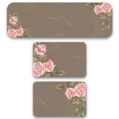 Kit de 3 Tapetes para Cozinha Rosas Flores Capa de Almofada
