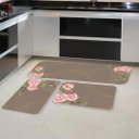 Ver imagem 2 de Kit de 3 Tapetes para Cozinha Rosas Flores Capa de Almofada