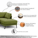 Ver imagem 4 de Sofá Sala de Estar Atena Chaise Direito Pés de Ferro 254cm 4 Lugares Bouclê Verde Claro M1 - Monari 