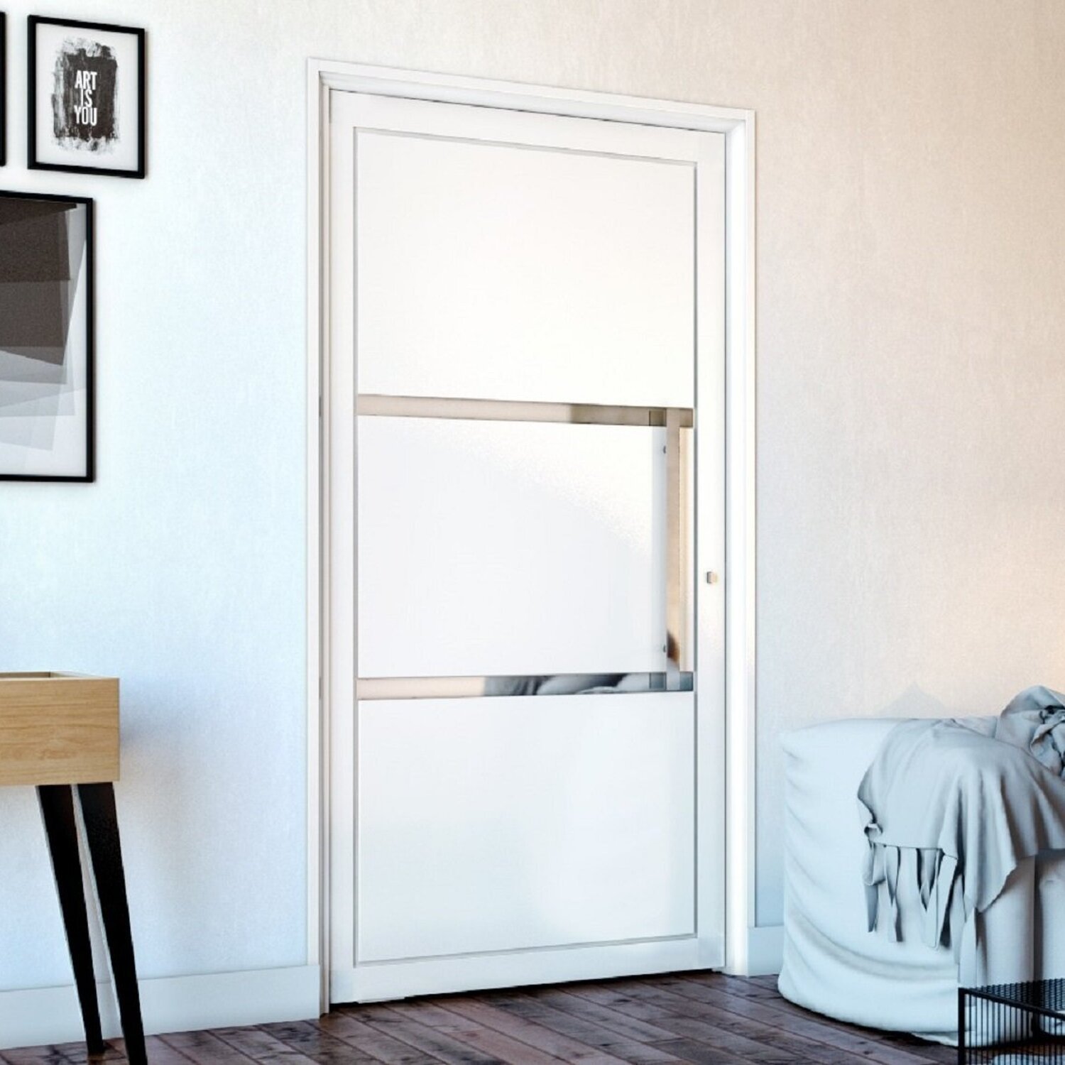 Porta de Aço Pivotante 219x108cm Ideal Crv Esquadrias