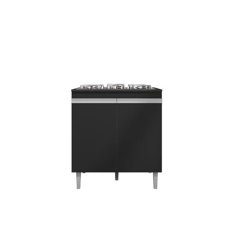 Balcão Cooktop Andreia Preto 4 ou 5 Bocas - Ajl Móveis