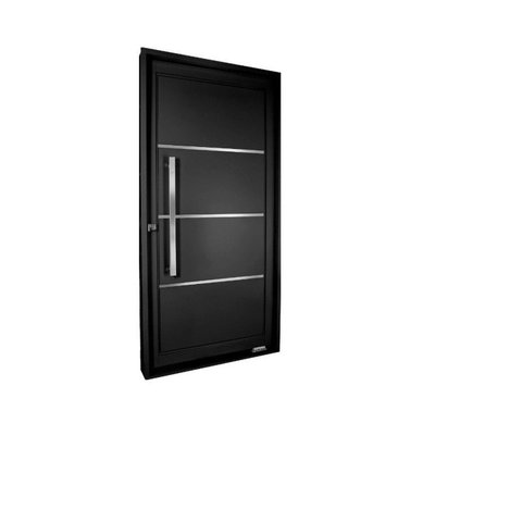Porta de Aço Pivotante Social 217x105x14cm com Friso Ideal Crv Esquadrias Abertura Direita