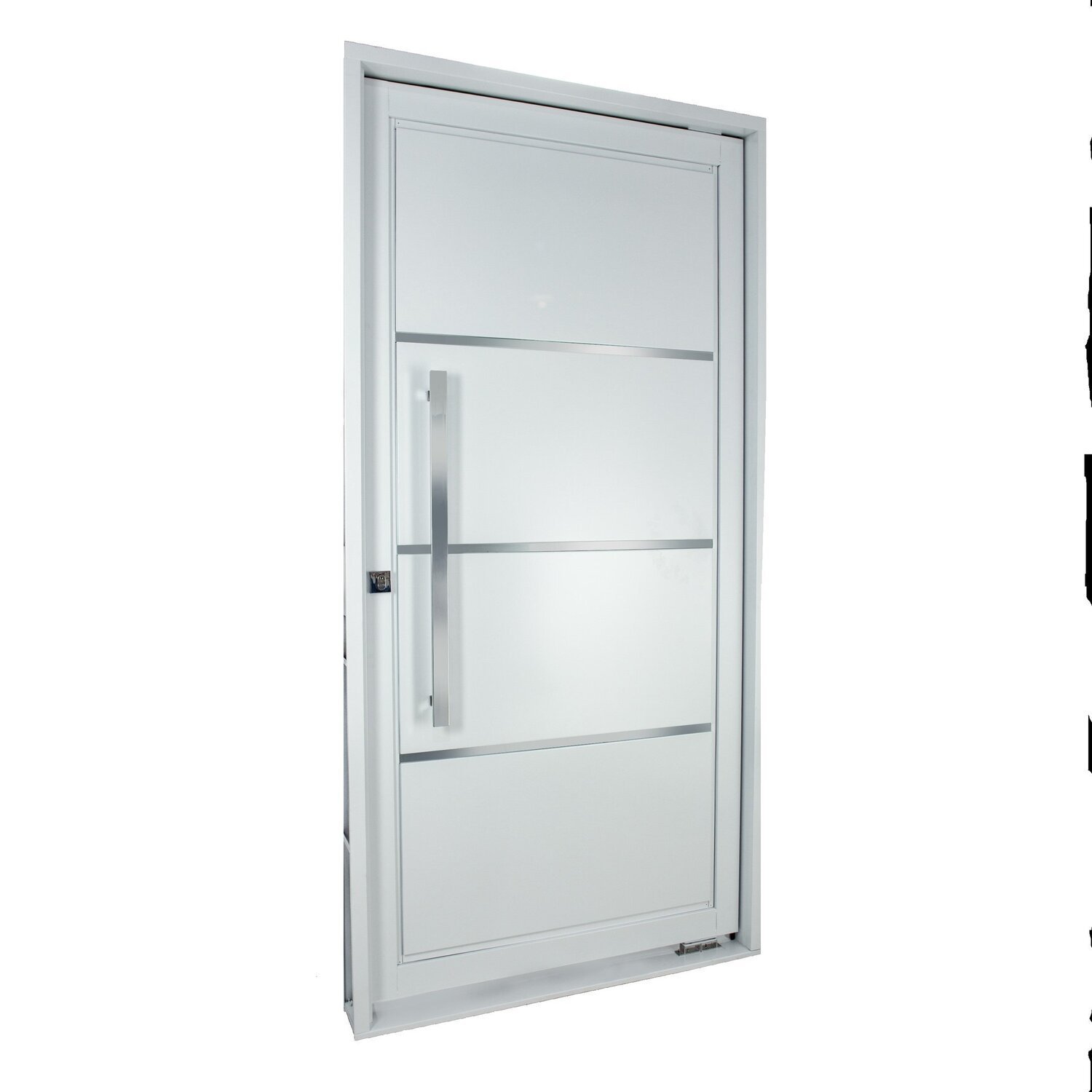 Porta de Aço Pivotante Social 217x105cm com Friso Ideal Crv Esquadrias