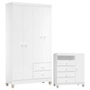 Ver imagem 1 de Cômoda e Guarda Roupa 4 Portas Ternura Baby Branco Flex – Incorplac