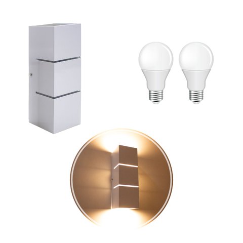 2 Arandela Focos Fachos Frisos 30cm + 4 Lâmpadas LED bulbo 12w 3000k - BRANCA St1286