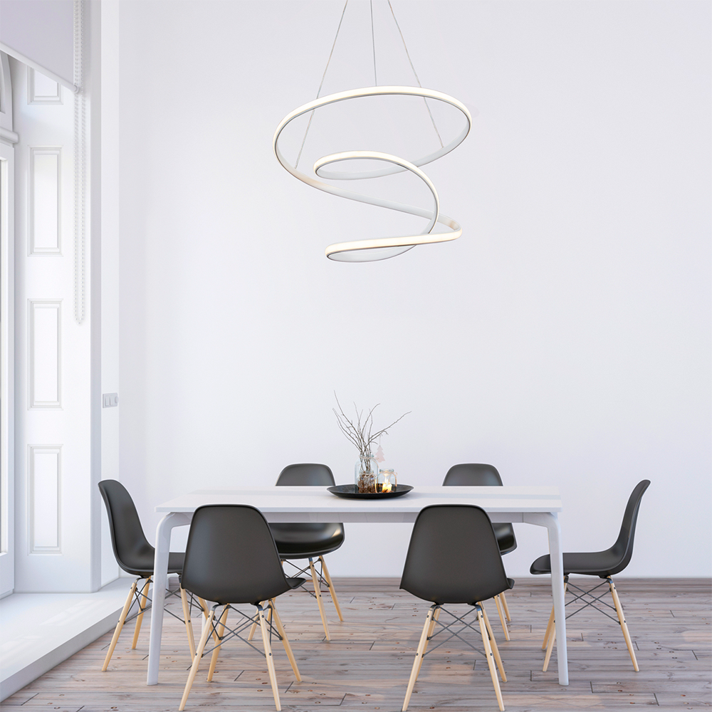 Luminária Pendente Led Integrado 41w Design Moderno M3 Luxo Espiral Bivolt:branco - Luz Branca Quent - 3