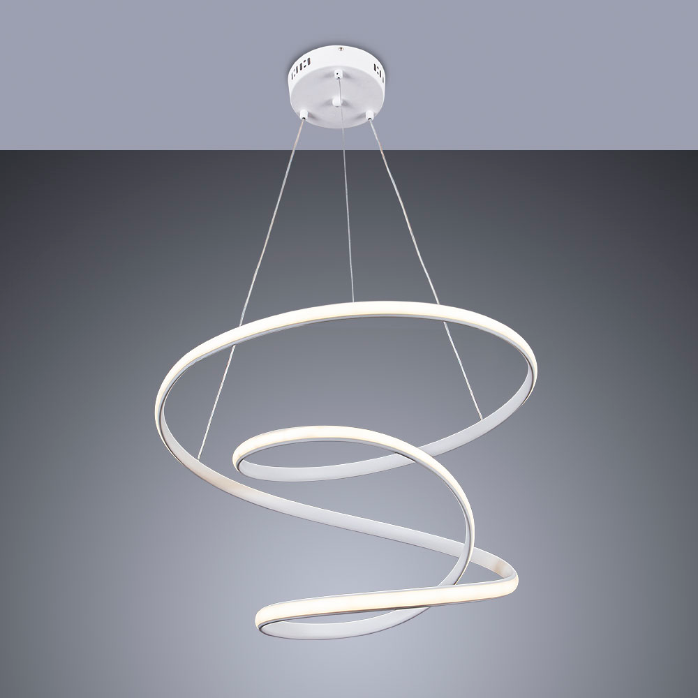 Luminária Pendente Led Integrado 41w Design Moderno M3 Luxo Espiral Bivolt:branco - Luz Branca Quent - 2