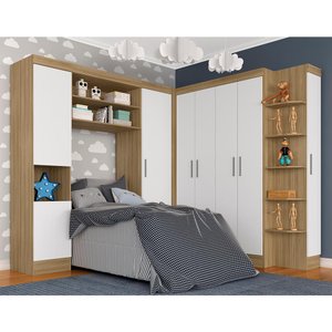 Guarda Roupa Modulado Solteiro Andrea Boreal/branco - Móveis Arapongas Boreal/branco