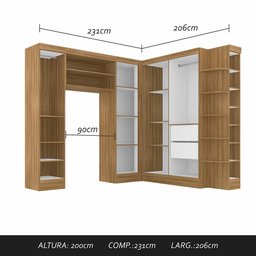 Guarda Roupa Modulado Solteiro Andrea Boreal/branco - Móveis Arapongas Boreal/branco - 2