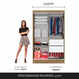 Guarda Roupa Modulado Solteiro Andrea Boreal/branco - Móveis Arapongas Boreal/branco - 6