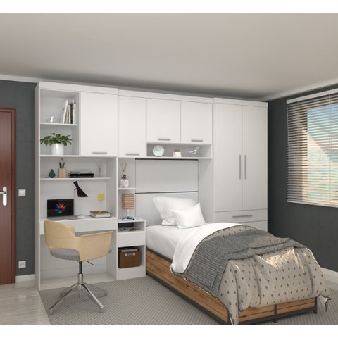 Guarda Roupa Modulado de Solteiro Alpes Branco 5 Peças - Luciane