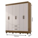 Ver imagem 4 de Guarda Roupa Casal 6 Portas e Cômoda 4 Gavetas 01 Porta Lite Nature Off White - Móveis Leão