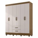 Ver imagem 1 de Guarda Roupa Casal 6 Portas e Cômoda 4 Gavetas 01 Porta Lite Nature Off White - Móveis Leão