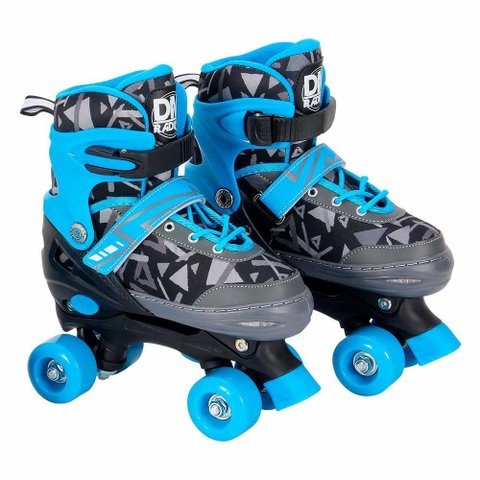 Patins Quad com Acessórios - Ajustável - 34 a 37 - M - Azul - Dm Radical