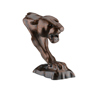 Escultura Busto Pantera Ataque em Fibra de Vidro, 40 Cm:metal Cobre