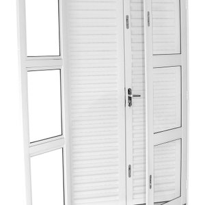 Porta Balcão de Aço Laminada 215x120cm com Vidro Ideal Crv Esquadrias