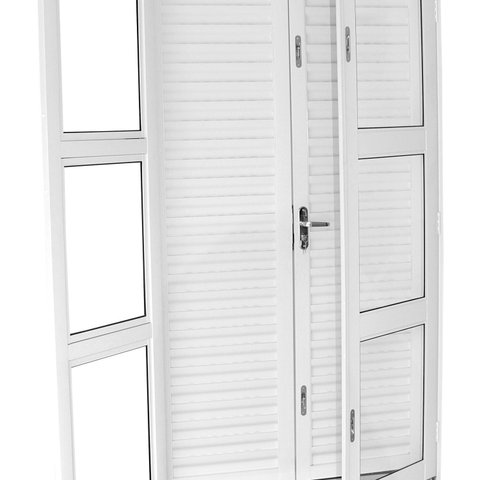 Porta Balcão de Aço Laminada 215x120cm com Vidro Ideal Crv Esquadrias