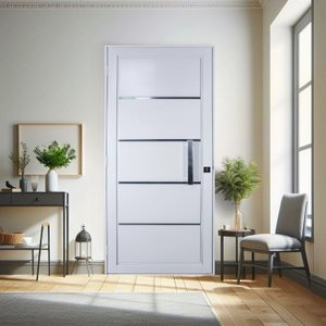 Porta de Aço Social Slim 215x95cm com Puxador Pequeno Ideal Crv Esquadrias