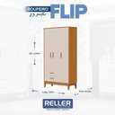 Ver imagem 4 de Guarda Roupa Infantil Flip 3 Portas com Berço Americano Flip Areia Acetinado Savana - Reller