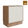 Balcão Cozinha Modular 100% MDF Édez Uno, 2 Portas 80 cm, Off White e Louro Freijó - 1