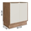 Ver imagem 3 de Balcão Cozinha Modular 100% MDF Édez Uno, 2 Portas 80 cm, Off White e Louro Freijó