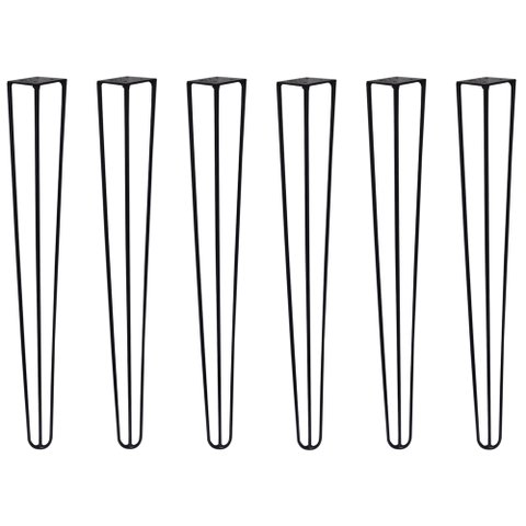 Kit 6 Pés de Metal 60 CM Hairpin Legs Mesa de Canto Aparador Preto